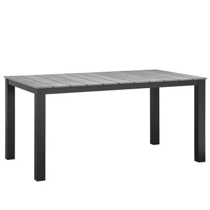Dining Table | Maine Outdoor Patio 63 Dining Table | Synthetic Wood Grain Plank Boards | Powder-Coated Aluminum Frame | Luxurious Natural Ambiance | Ideal for Al Fresco Dining | Contemporary and Fashionable | casafoyer.myshopify.com