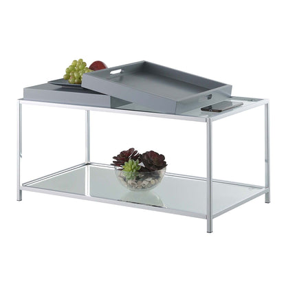 TABLE | Ergode Palm Beach Coffee Table | Glass Shelves & Reversible Trays | Contemporary Design | Chrome-Plated Steel Frame | Showcase Decor | casafoyer.myshopify.com