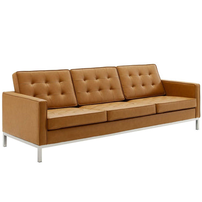 kitchen and dining room sets | CasaFoyer Loft 3 Piece Tufted Faux Leather Accent Set | Modern Design | Stainless Steel Frame | Silver Legs | 900 lbs Sofa Capacity | 300 lbs Armchair Capacity | casafoyer.myshopify.com