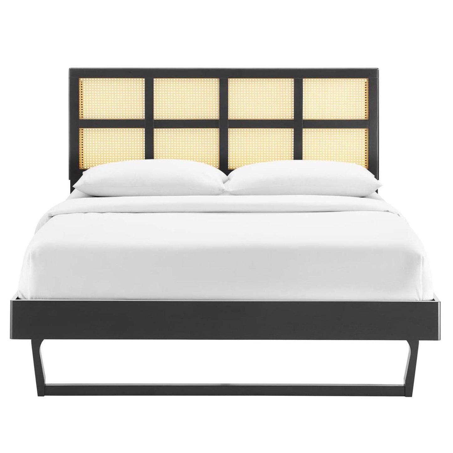 Bed | CasaFoyer Sidney Woven Cane Rattan Wood King Platform Bed | Retro-Inspired | Tropical Vibes | Durable Construction | No Box Spring Needed | Black | casafoyer.myshopify.com