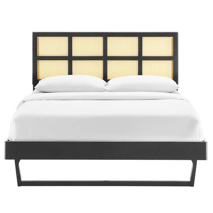 Bed | CasaFoyer Sidney Woven Cane Rattan Wood King Platform Bed | Retro-Inspired | Tropical Vibes | Durable Construction | No Box Spring Needed | Black | casafoyer.myshopify.com