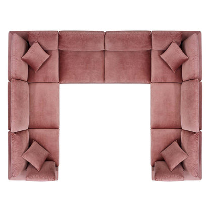 kitchen and dining room sets | CasaFoyer Commix | Luxurious Sectional Sofa | Stain-Resistant Velvet | Overstuffed | 8-Piece Set | Dusty Rose | casafoyer.myshopify.com