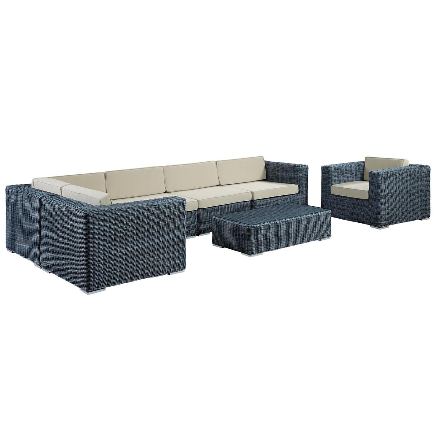 kitchen and dining room sets | CasaFoyer Summon Outdoor Patio Sectional Sofa Set | 7 Piece Rattan Furniture | Sunbrella Cushions | Coffee Table | casafoyer.myshopify.com
