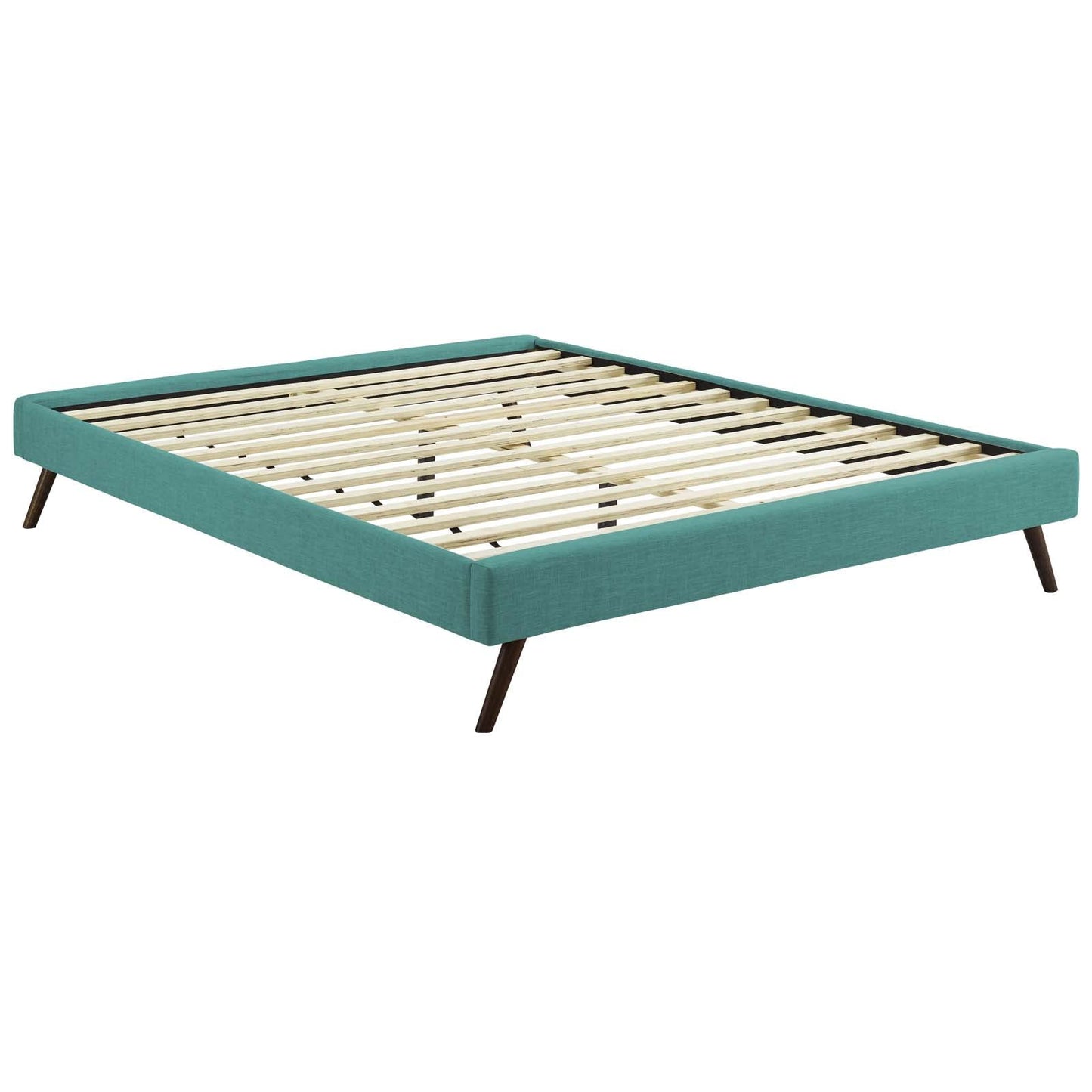 Bed | CasaFoyer  Loryn Platform Bed | Solid Wood Frame | Polyester Upholstery | Tapered Legs | No Box Spring Needed | Teal | casafoyer.myshopify.com