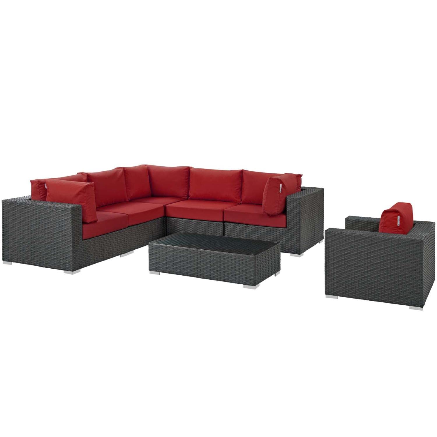 kitchen and dining room sets | CasaFoyer Sojourn Outdoor Patio Furniture Set | Sunbrella Cushions | Synthetic Rattan | UV Protection | Aluminum Frame | Includes Armchair, Coffee Table, Corners, Armless Chairs | casafoyer.myshopify.com