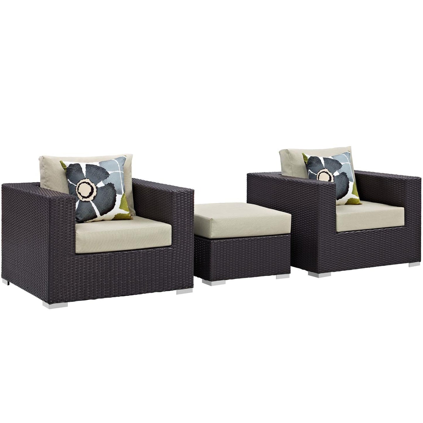 kitchen and dining room sets | CasaFoyer Convene Outdoor Sectional Set | Durable Rattan & Aluminum Frame | Weather-Resistant Cushions | Includes Ottoman & Armchairs | casafoyer.myshopify.com