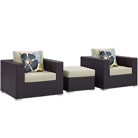 kitchen and dining room sets | CasaFoyer Convene Outdoor Sectional Set | Durable Rattan & Aluminum Frame | Weather-Resistant Cushions | Includes Ottoman & Armchairs | casafoyer.myshopify.com