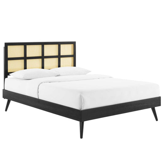 adjustable bed bases | CasaFoyer Sidney Woven Cane Rattan Wood King Platform Bed | Retro Charm, Natural Beauty | Mid-Century Design | Durable, No Box Spring Needed | Luana Cane Headboard, Margo Platform Bed Frame | Black | casafoyer.myshopify.com