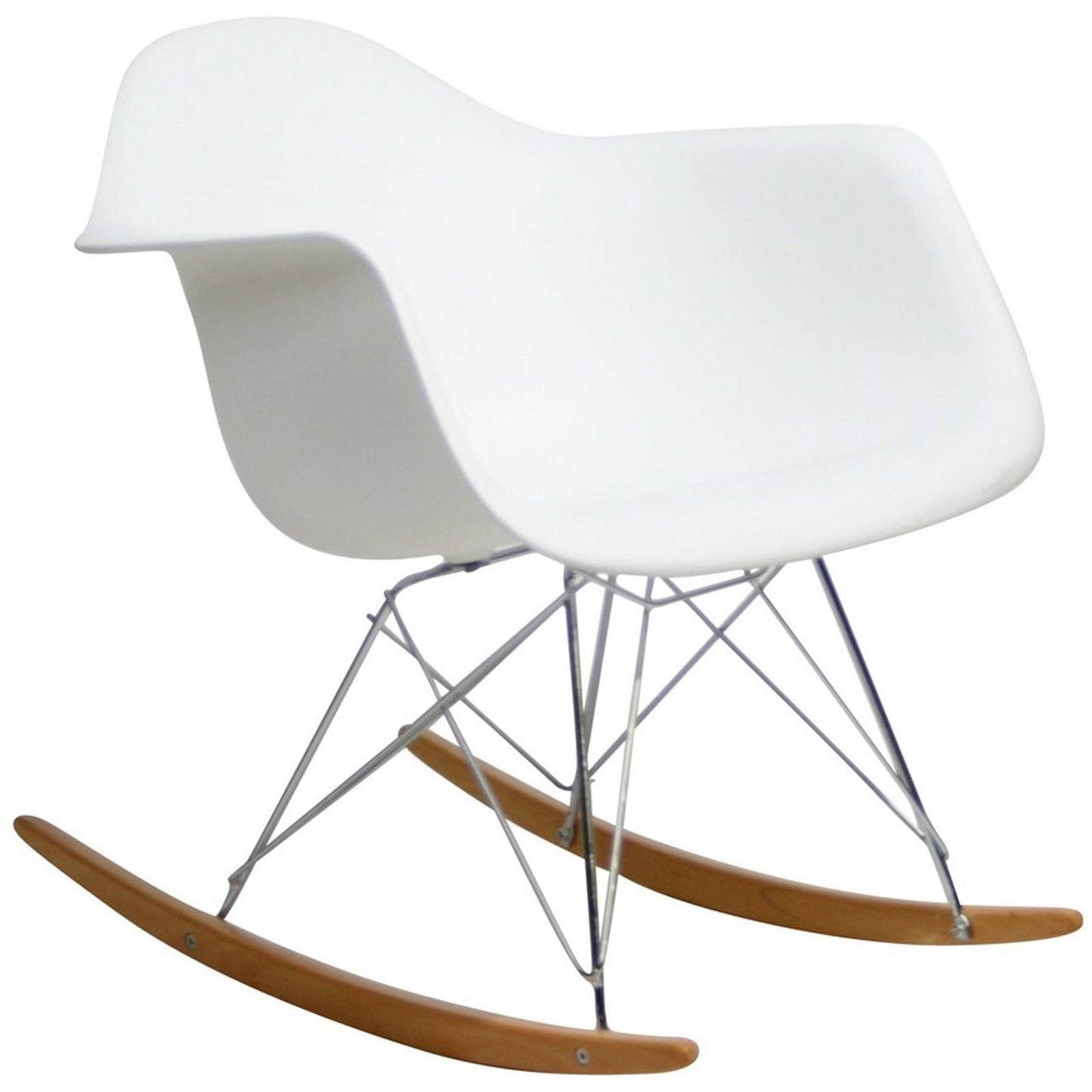 Chair | Rocker Lounge Chair | Iconic Design for Nurseries & Eclectic Spaces | Deep Plastic Seat Pocket | Waterfall Seat Edge | Smooth-Rocking Sled Base | Chrome-Plated Steel Base | Suitable for Adults & Children | White | casafoyer.myshopify.com