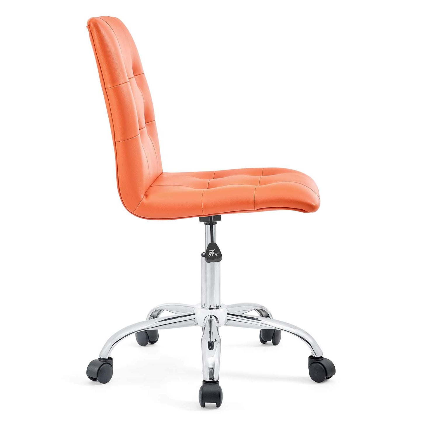 Chair | Prim Armless Office Chair | Modern & Luxurious Design | Adjustable Height | 360 Swivel | Faux Leather Upholstery | Chrome Base | Orange | casafoyer.myshopify.com