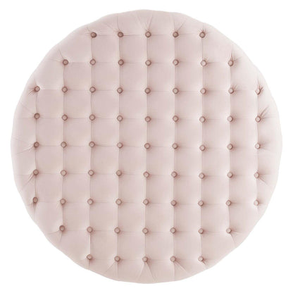 ottomans | CasaFoyer Ensconce Tufted Performance Velvet Round Ottoman | Opulent Art Deco Design | Plush Comfort | Gold Metal Accents | Stain-Resistant | Cozy Seating or Coffee Table | 300 lbs Weight Capacity | casafoyer.myshopify.com