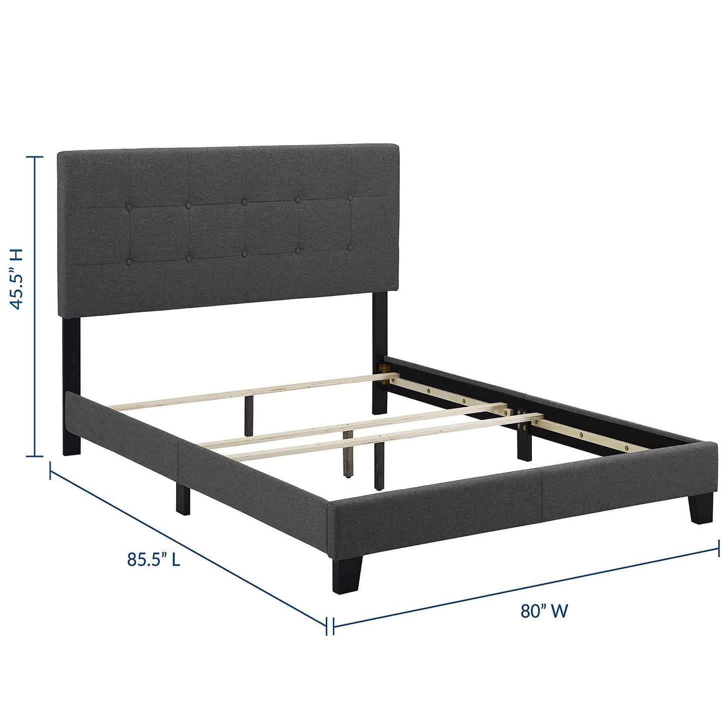 Bed | CasaFoyer Amira King Bed | Ultimate Comfort & Style | Button-Tufted Headboard | Sturdy Wood Frame & Legs | Non-Marking Foot Caps | Accommodates Various Mattress Types | 800 lbs Weight Capacity | Gray | casafoyer.myshopify.com