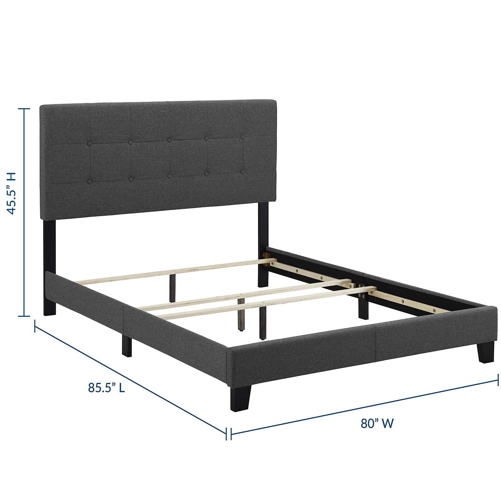 Bed | CasaFoyer Amira King Bed | Ultimate Comfort & Style | Button-Tufted Headboard | Sturdy Wood Frame & Legs | Non-Marking Foot Caps | Accommodates Various Mattress Types | 800 lbs Weight Capacity | Gray | casafoyer.myshopify.com