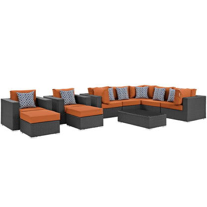 kitchen and dining room sets | CasaFoyer Sojourn Outdoor Patio Furniture Set | 10 Piece Sunbrella Sectional | Coffee Table, Chairs, Corners, Ottomans | casafoyer.myshopify.com