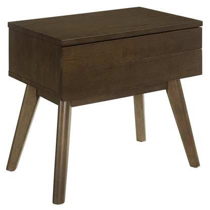 TABLE | CasaFoyer Everly Wood Nightstand | Mid-Century Design | Solid Hardwood | Cocoa Walnut Veneer | Generous Drawer | Sleek & Elegant | casafoyer.myshopify.com