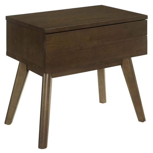 TABLE | CasaFoyer Everly Wood Nightstand | Mid-Century Design | Solid Hardwood | Cocoa Walnut Veneer | Generous Drawer | Sleek & Elegant | casafoyer.myshopify.com