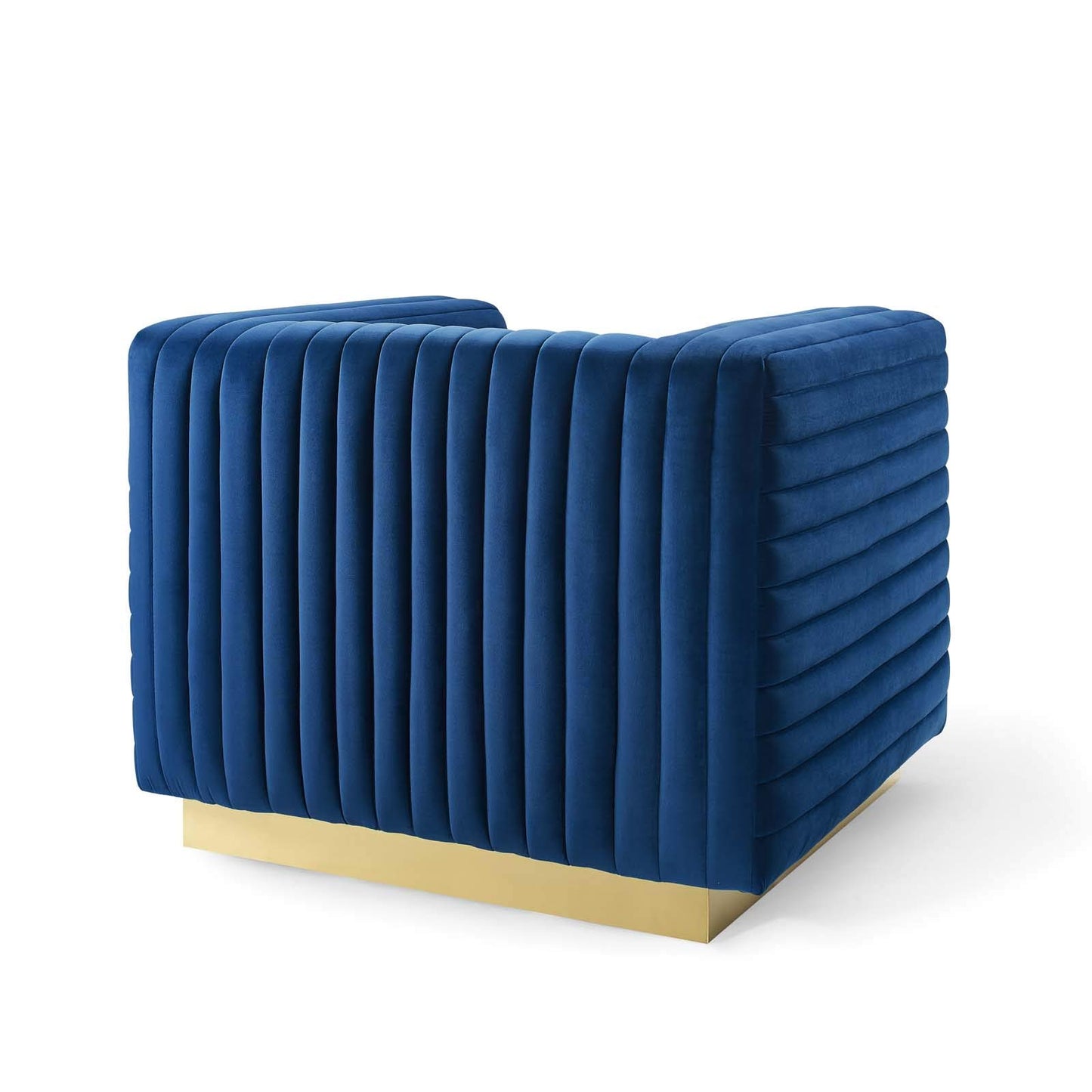 home office desk chairs | CasaFoyer Charisma Channel Tufted Performance Velvet Lounge Accent Armchair | Glamorous Deco Design | Stain-Resistant Fabric | Foam Padding | Gold Stainless Steel Base | casafoyer.myshopify.com