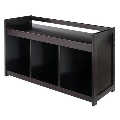 BENCH | Ergode  Wood Addison Entryway Storage Bench | Espresso | 3 Cubby Openings | Panel Dividers | Solid Wood & Composite | Easy Assembly | 37.4W x 13.3D x 20.8H | casafoyer.myshopify.com