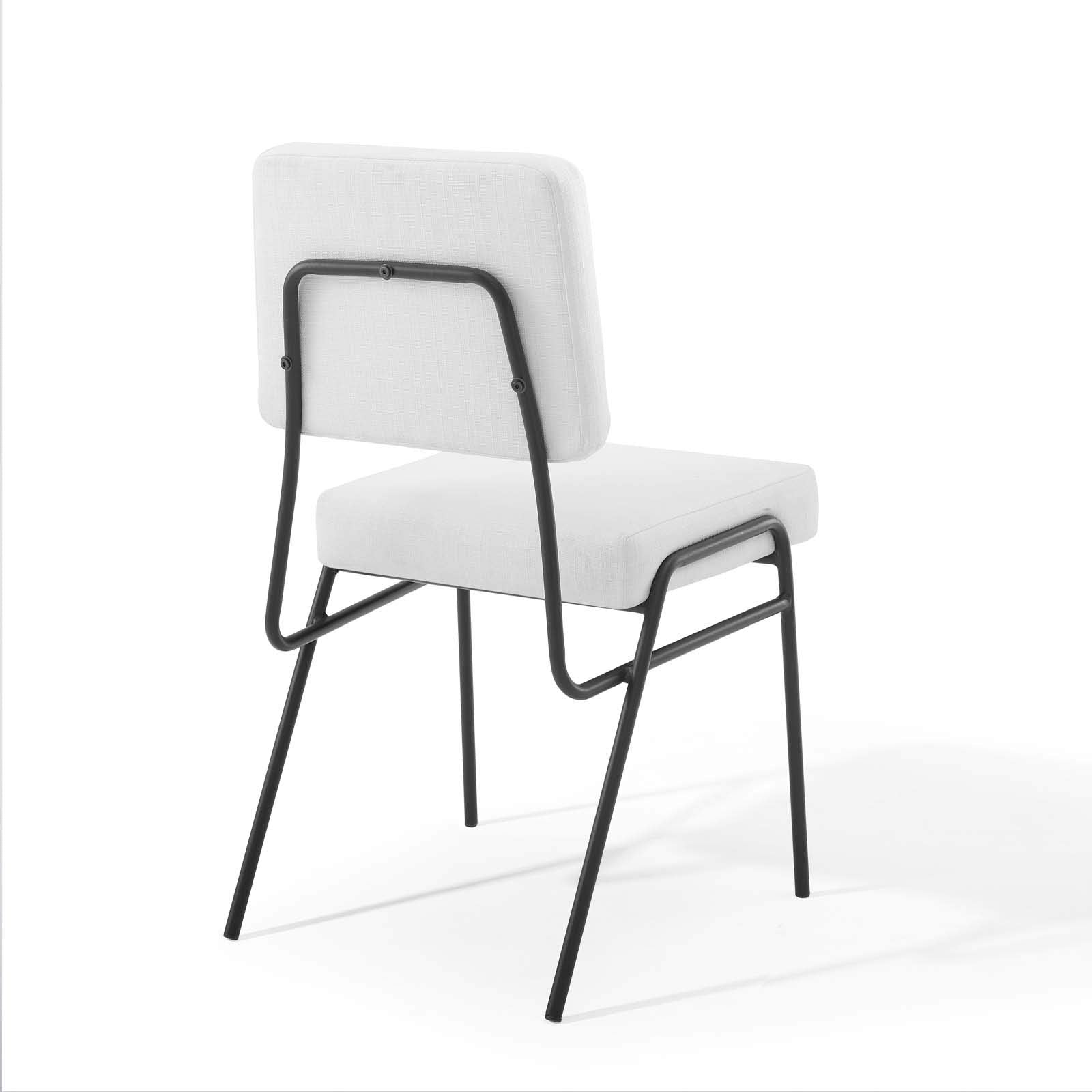 home office desk chairs | CasaFoyer Craft Fabric Upholstered Dining Side Chair | Mid-Century Modern Style | Retro Glamour | Soft & Durable Polyester Upholstery | Breathable Design | Matte Black Stainless Steel Frame | Fully Assembled | casafoyer.myshopify.com