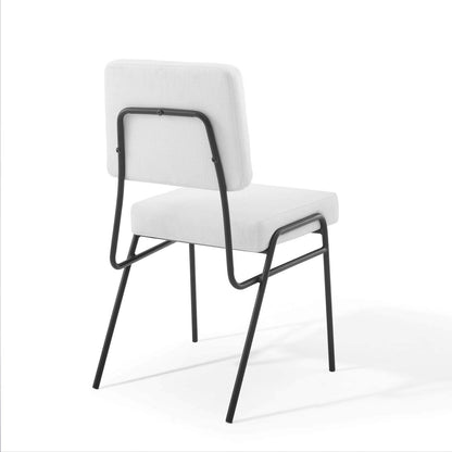 home office desk chairs | CasaFoyer Craft Fabric Upholstered Dining Side Chair | Mid-Century Modern Style | Retro Glamour | Soft & Durable Polyester Upholstery | Breathable Design | Matte Black Stainless Steel Frame | Fully Assembled | casafoyer.myshopify.com