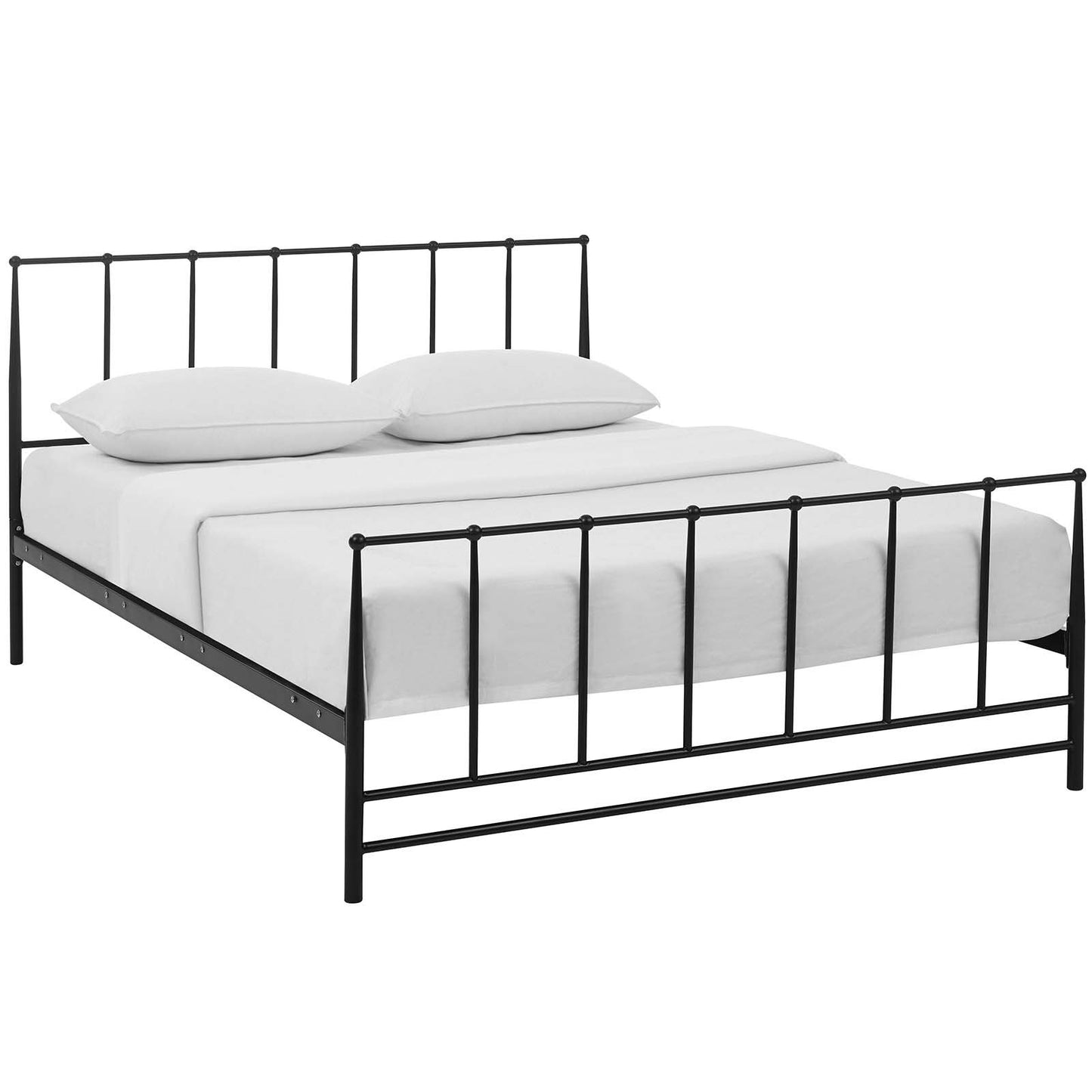 Bed | CasaFoyer Estate Platform Bed | Serene & Sturdy Design | Coated Steel Frame | Non-Marking Foot Caps | Supports Memory Foam, Spring, Latex & Hybrid Mattresses | 1300 lbs Weight Capacity | Queen Size | casafoyer.myshopify.com