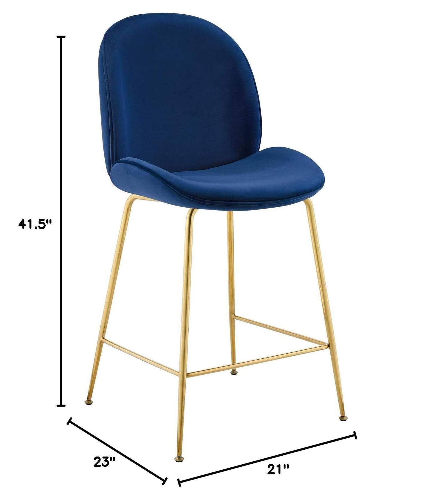 barstools | Scoop Gold Stainless Steel Leg Counter Stool | Vintage Glamour | Performance Velvet | Navy | casafoyer.myshopify.com