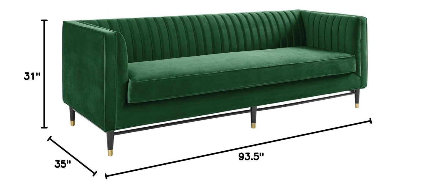sofas | CasaFoyer Devote Channel Tufted Performance Velvet Sofa | Retro Design | Stain-Resistant | Luxurious Seating | Emerald | casafoyer.myshopify.com