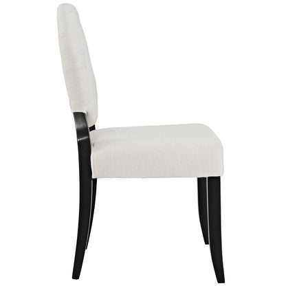 home office desk chairs | CasaFoyer Button Dining Side Chair | Whimsical Transparent Design | Beige Polyester Upholstery | Padded Seat | Sturdy Black Hardwood Legs | Joyful and Stylish Addition to Any Space | casafoyer.myshopify.com