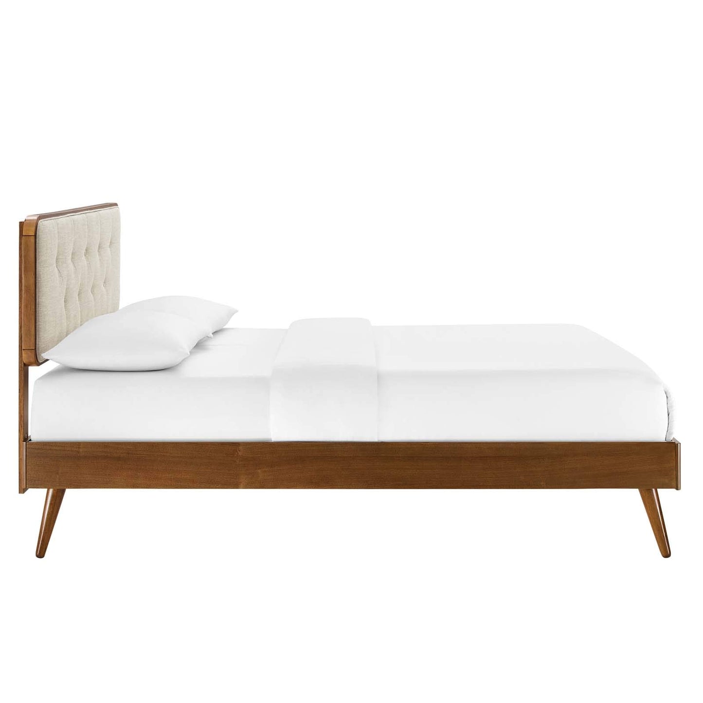 adjustable bed bases | CasaFoyer Bridgette Tufted Wood Full Platform Bed | Modern Design with Retro Details | Wood Grain Frame | Durable Construction | No Box Spring Needed | Suitable for Various Mattress Types | Easy Assembly | Walnut Beige | casafoyer.myshopify.com