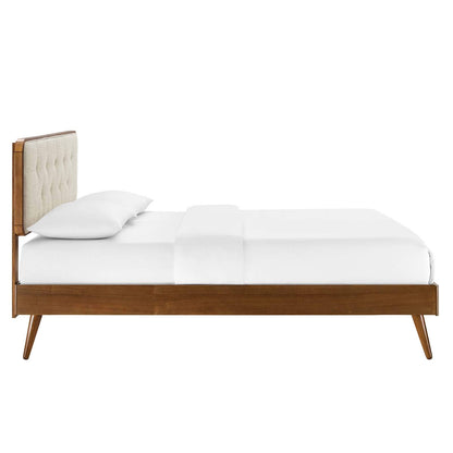 adjustable bed bases | CasaFoyer Bridgette Tufted Wood Full Platform Bed | Modern Design with Retro Details | Wood Grain Frame | Durable Construction | No Box Spring Needed | Suitable for Various Mattress Types | Easy Assembly | Walnut Beige | casafoyer.myshopify.com