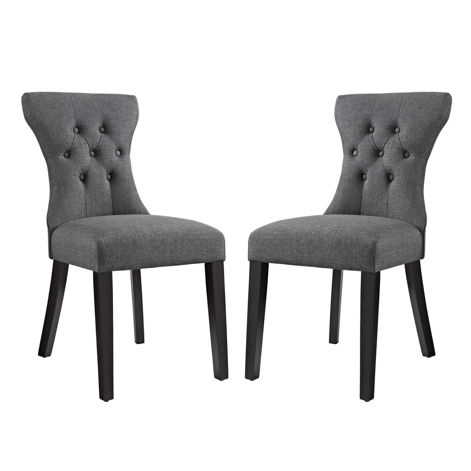 home office desk chairs | CasaFoyer Silhouette Button Tufted Tapered Back Fabric Upholstered Dining Side Chair Set | Elegant & Sophisticated | Comfortable & Stylish | Solid Wood Frame | Set of 2 | casafoyer.myshopify.com