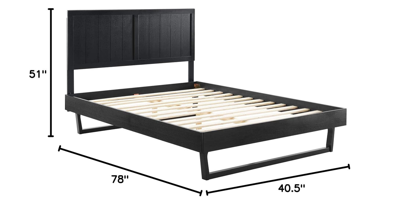 bed frames | CasaFoyer Alana Wood Twin Platform Bed | Modern Elegance | Retro Design | Durable Construction | No Box Spring Needed | Easy Assembly | Black | casafoyer.myshopify.com