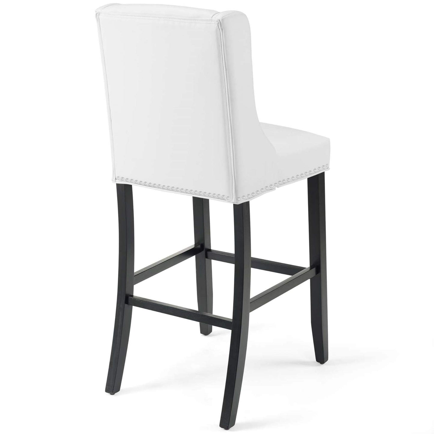 barstools | CasaFoyer Baron Faux Leather Bar Stool | Contemporary Design | Nailhead Trim | Footrest | Solid Wood Frame | White | casafoyer.myshopify.com