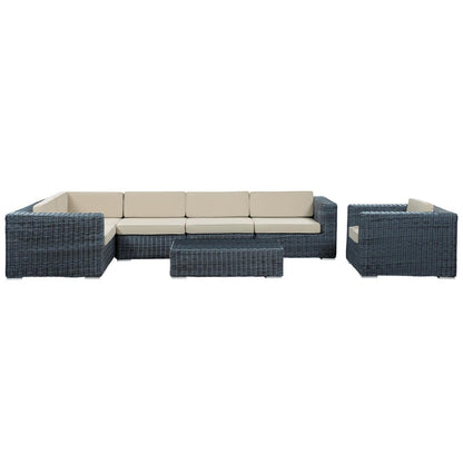 kitchen and dining room sets | CasaFoyer Summon Outdoor Patio Sectional Sofa Set | 7 Piece Rattan Furniture | Sunbrella Cushions | Coffee Table | casafoyer.myshopify.com