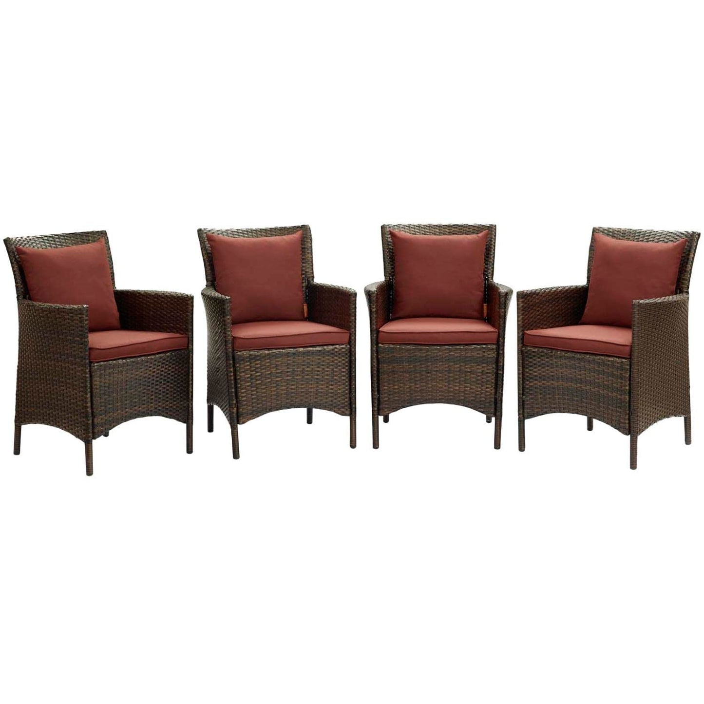 patio bistro sets | CasaFoyer Conduit Outdoor Patio Dining Armchair Set of 4 | Transitional Style | Durable Aluminum Frames | UV-Resistant Wicker Rattan | Comfortable Cushions | All-Weather Design | casafoyer.myshopify.com