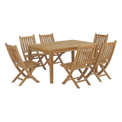 kitchen and dining room sets | CasaFoyer Premium Teak Wood Outdoor Set | Marina Collection | 7-Piece Patio Dining Set | Folding Chairs & All-Weather Cushions | casafoyer.myshopify.com