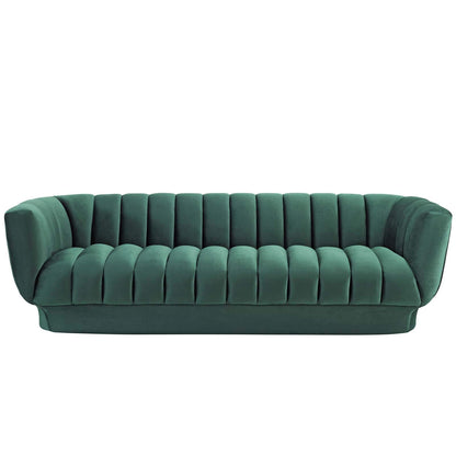 sofas | CasaFoyer Entertain Vertical Channel Tufted Sofa | Dusty Rose | Luxurious Stain-Resistant Velvet | Extra-Wide Retro-Modern Centerpiece | 900 lbs Weight Capacity | casafoyer.myshopify.com