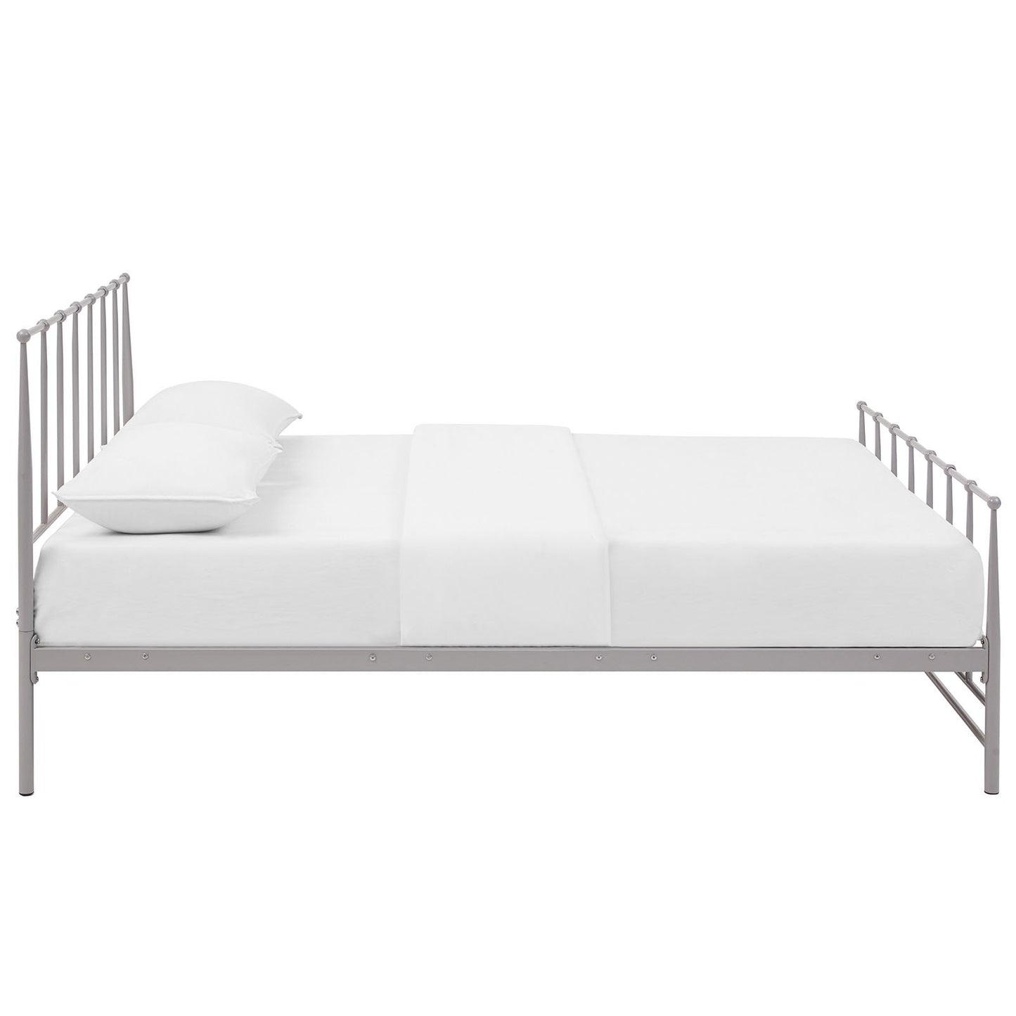 Bed | CasaFoyer Estate Platform Bed | Tranquil & Sturdy Coated Steel Frame | Non-Marking Foot Caps | Supports Memory Foam, Spring, Latex & Hybrid Mattresses | 1300 lbs Weight Capacity | Gray, King Size | casafoyer.myshopify.com