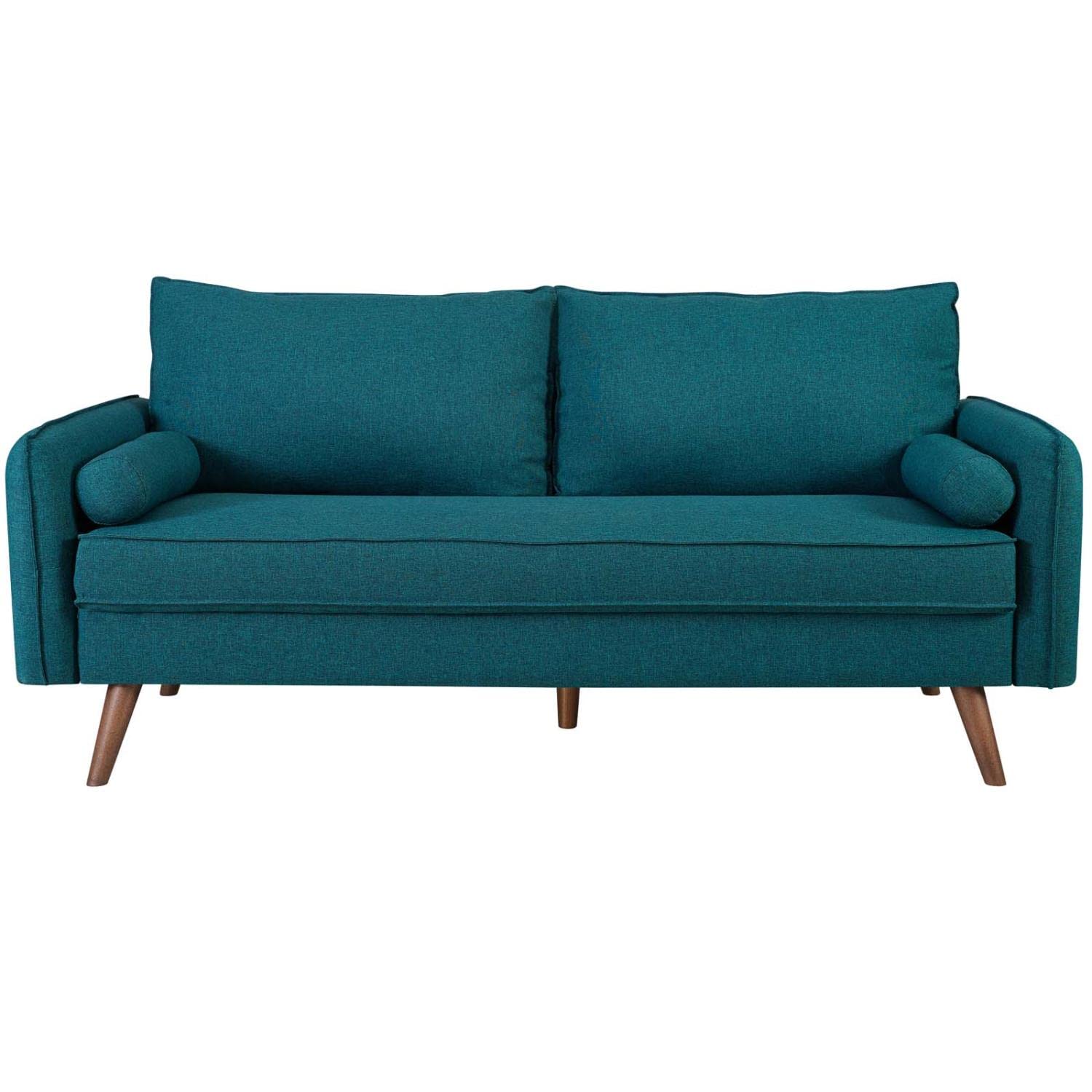sofas | CasaFoyer Revive Sofa | Cozy Upholstered Fabric | Stylish Design | Bolster Pillows | Splayed Wood Legs | Transform Your Living Space | casafoyer.myshopify.com