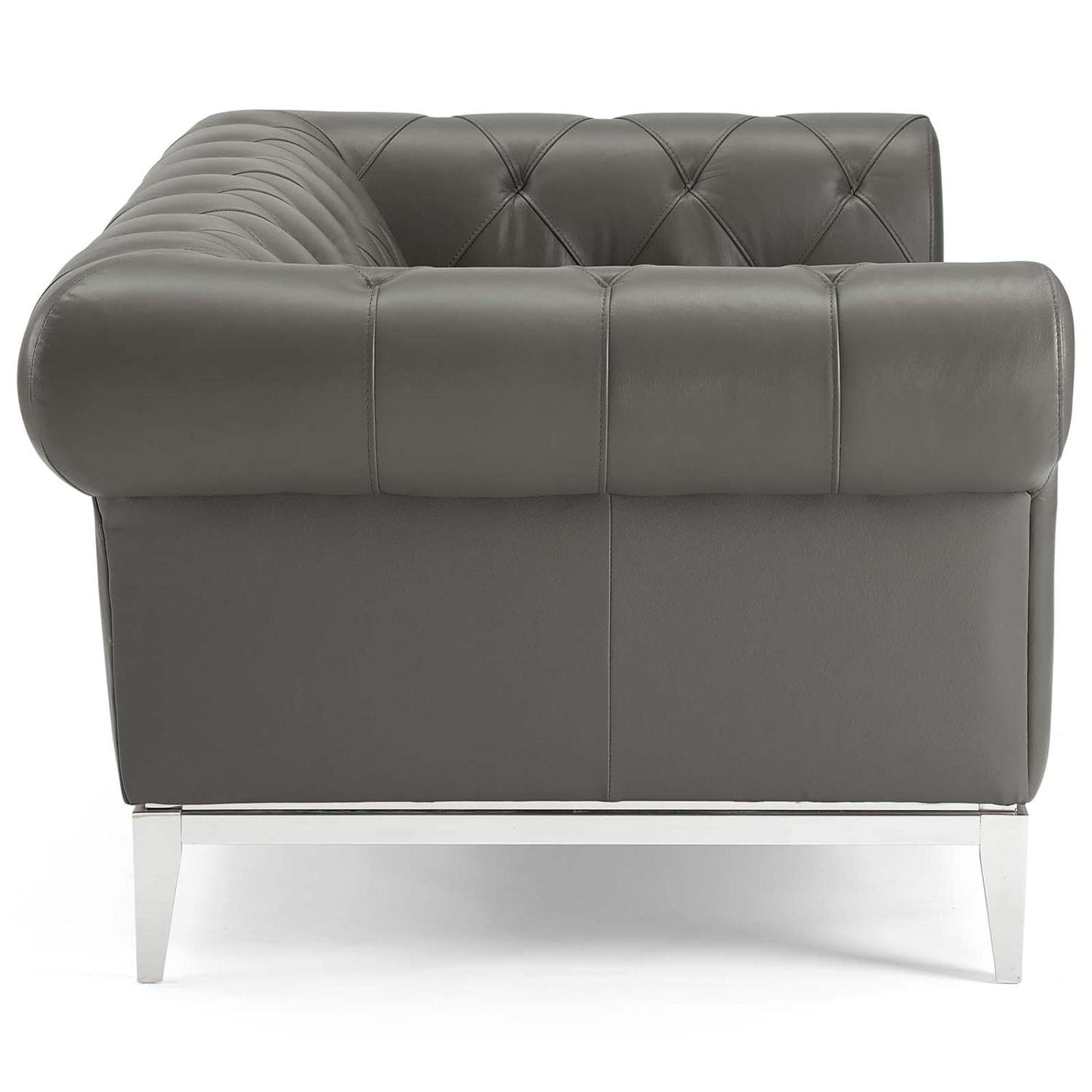 sofas | CasaFoyer Idyll Leather Chesterfield Loveseat | Spacious & Opulent | Supple Leather Upholstery | Tufted Button Accents | Plush Seating | Sturdy Frame | Gray | casafoyer.myshopify.com