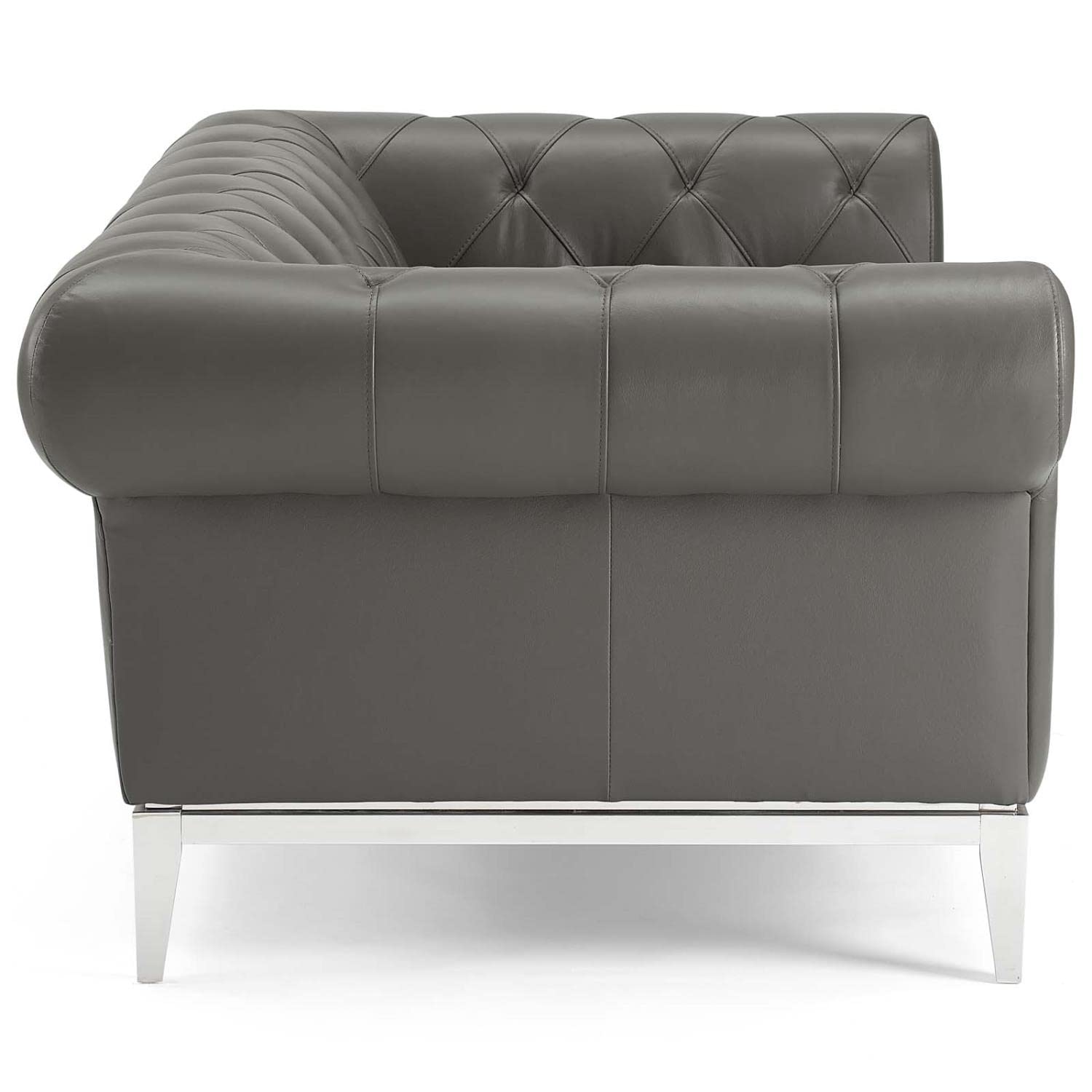 sofas | CasaFoyer Idyll Leather Chesterfield Loveseat | Spacious & Opulent | Supple Leather Upholstery | Tufted Button Accents | Plush Seating | Sturdy Frame | Gray | casafoyer.myshopify.com