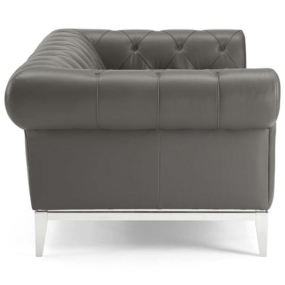sofas | CasaFoyer Idyll Leather Chesterfield Loveseat | Spacious & Opulent | Supple Leather Upholstery | Tufted Button Accents | Plush Seating | Sturdy Frame | Gray | casafoyer.myshopify.com