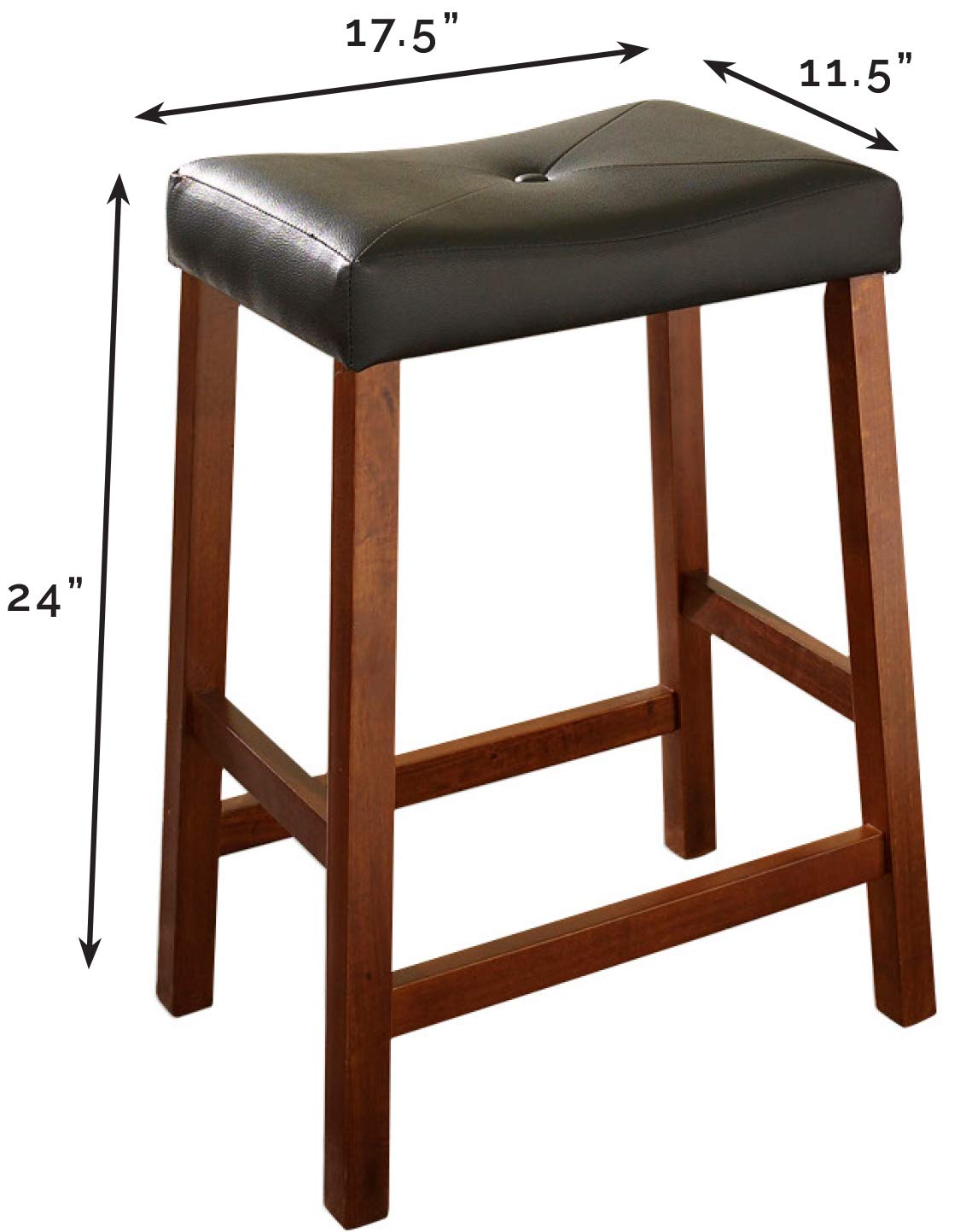 Dining Table | Upholstered Saddle Seat Stool | Durable Hardwood Construction | Faux Leather PVC Upholstery | 24 Height | Ideal for Dining Tables or Counter Seating | Set of 2 | casafoyer.myshopify.com