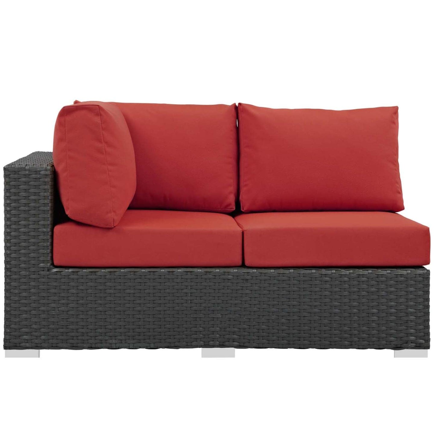 Patio Furniture Sets | Sojourn Outdoor Patio Left Arm Loveseat | Sunbrella Fabric | Synthetic Rattan | UV Protection | Aluminum Frame | Stylish & Versatile | casafoyer.myshopify.com