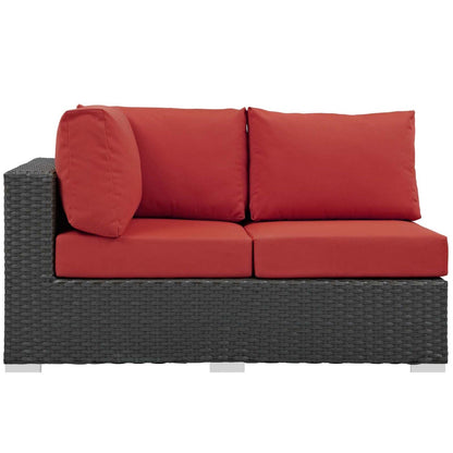 Patio Furniture Sets | Sojourn Outdoor Patio Left Arm Loveseat | Sunbrella Fabric | Synthetic Rattan | UV Protection | Aluminum Frame | Stylish & Versatile | casafoyer.myshopify.com