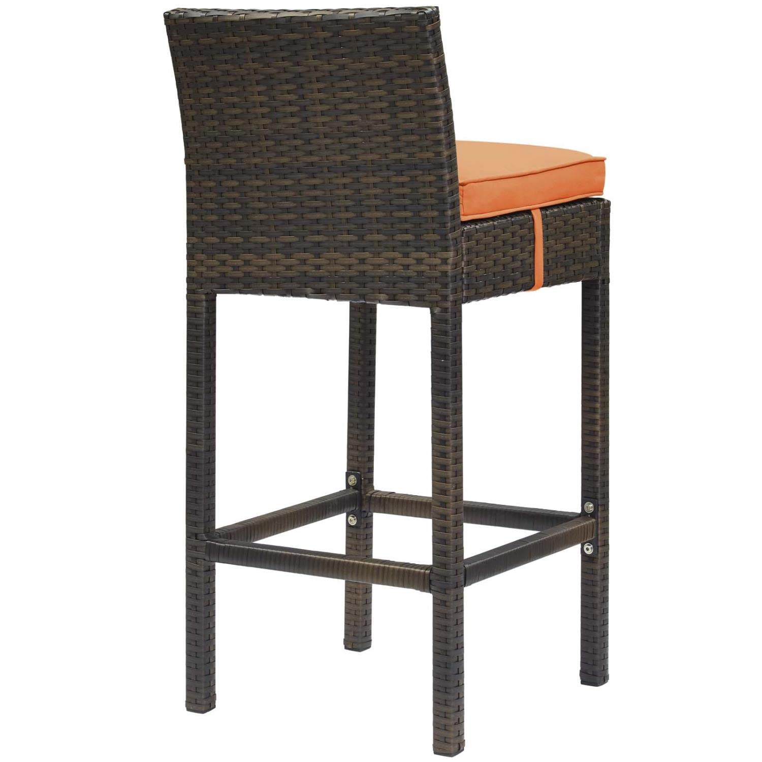 home office desk chairs | CasaFoyer Conduit Outdoor Patio Bar Stool | Stylish Weatherproof Wicker Rattan Design | Comfortable Cushion & Waterproof Cover | Perfect for Outdoor Dining & Entertaining | Brown Orange | casafoyer.myshopify.com