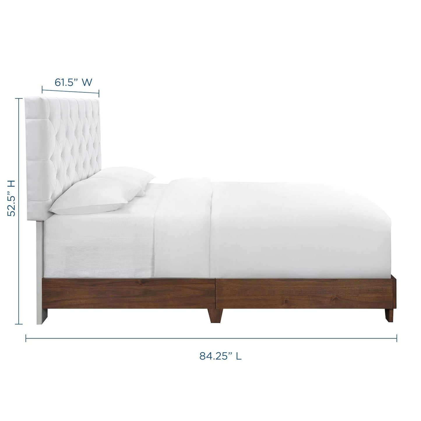 adjustable bed bases | CasaFoyer Rhiannon Diamond Tufted Performance Velvet Upholstered Queen Bed | Walnut White | MDF & Wood Frame | Tapered Legs | Stain-Resistant Velvet Upholstery | Cushioned Tufted Headboard | 800 lbs Weight Capacity | casafoyer.myshopify.com