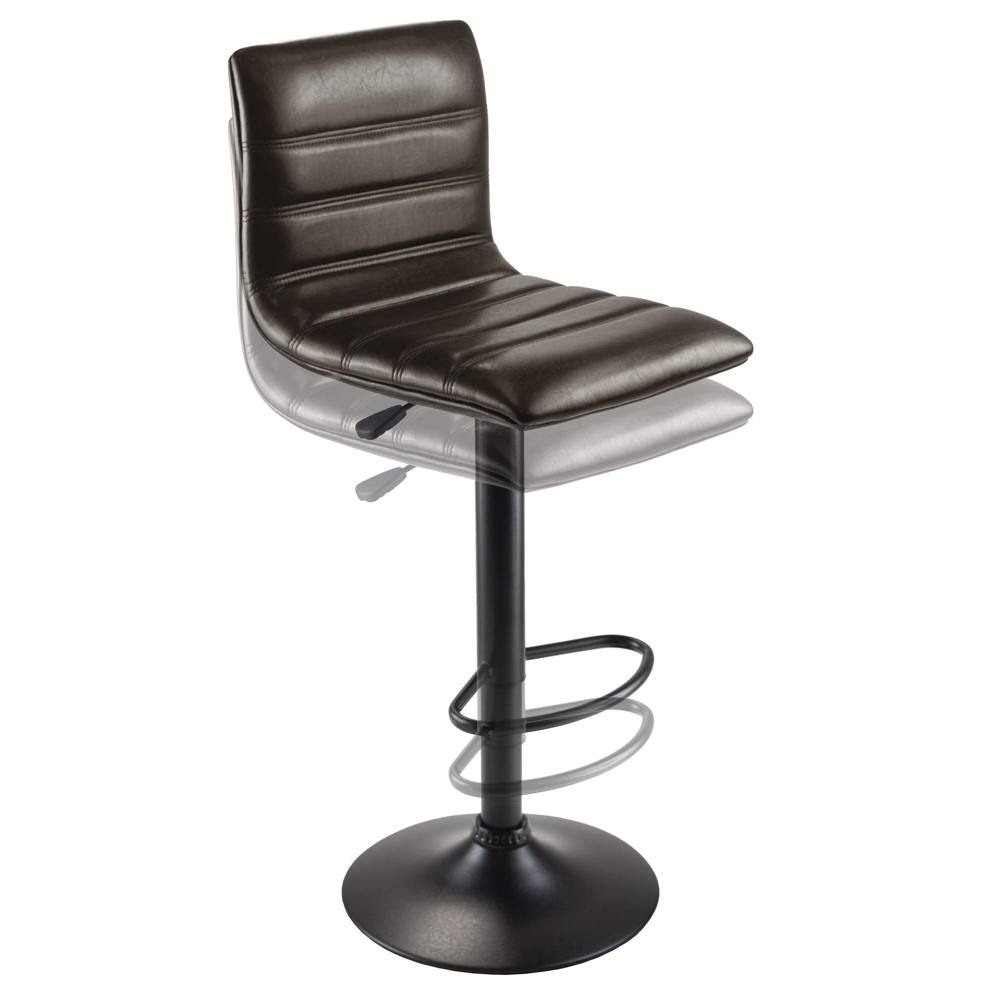 STOOL_SEATING | CasaFoyer  Wood Holly Adjustable Swivel Stool | Modern L-Shape Design | Height Adjustable | 360-Degree Swivel | Espresso Faux Leather Seat | Matte Black Base | Perfect for Kitchen or Basement Bar | casafoyer.myshopify.com