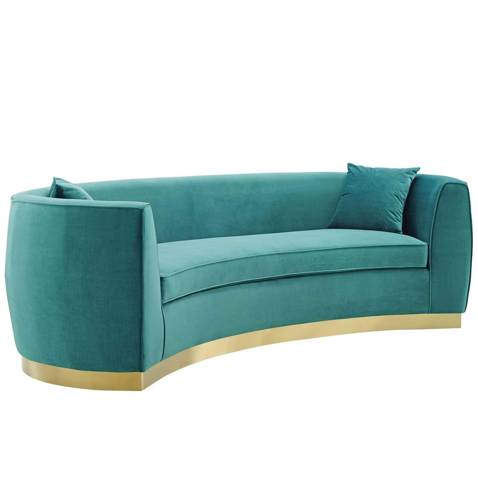 sofas | CasaFoyer Resolute Curved Sofa | Vintage-Style | Stain-Resistant Velvet | Gold Base | Supreme Comfort | 900 lbs Capacity | casafoyer.myshopify.com