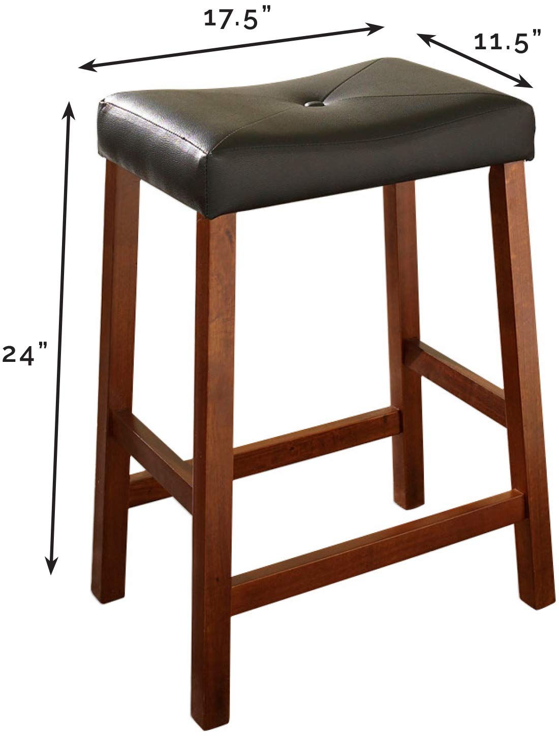 Dining Table | Upholstered Saddle Seat Stool | Solid Hardwood Construction | Faux Leather PVC Upholstery | 24 Height | Versatile & Stylish Seating | casafoyer.myshopify.com